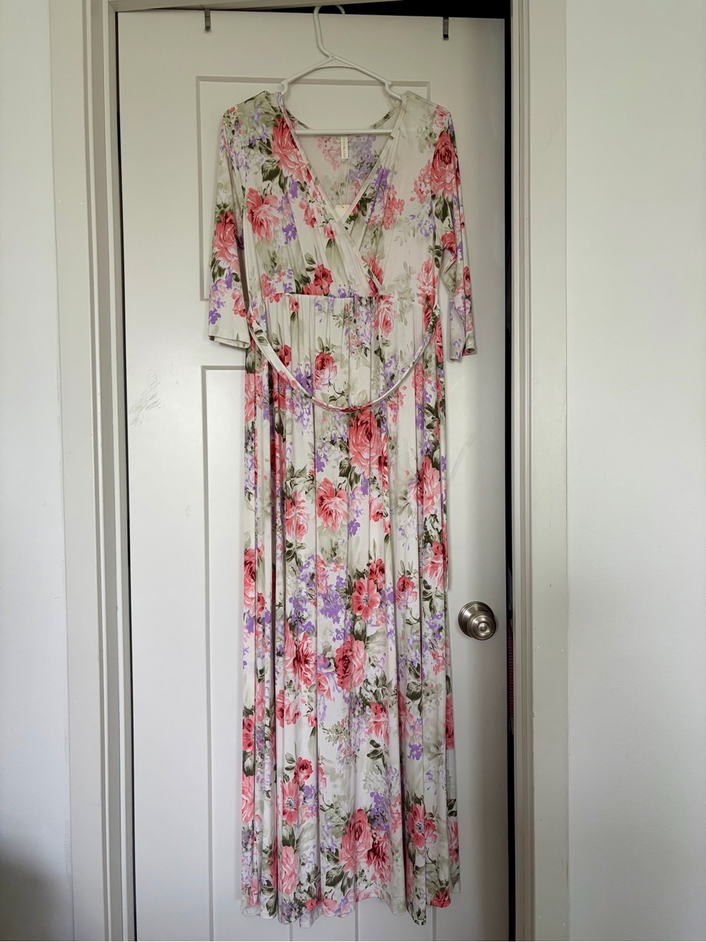Pinkblush Cream Maxi Dress with Pink and Lavender Floral Print